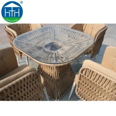 Rope Woven Rattan Garden Dining Set Outdoor Furniture Set