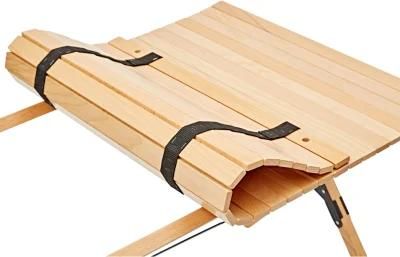 Portable Picnic Solid Wood Roll up Travel Table with Carry Bag