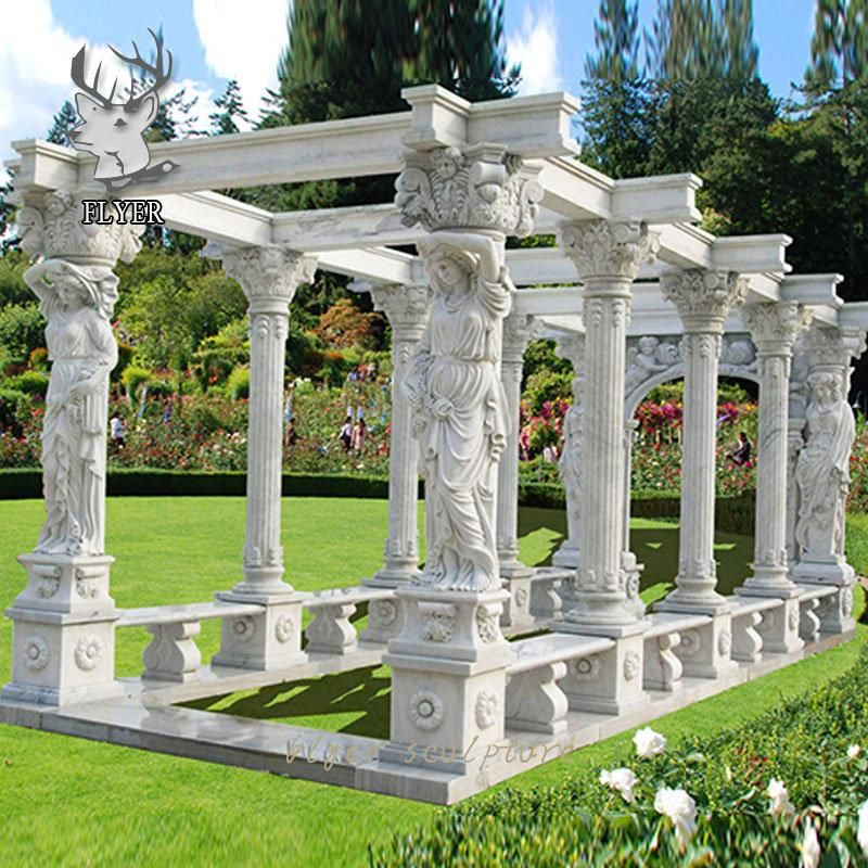 White Marble Half Round Long Column Pergola Garden Tent