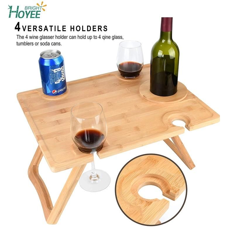 Bamboo Outdoor Wine Picnic Table