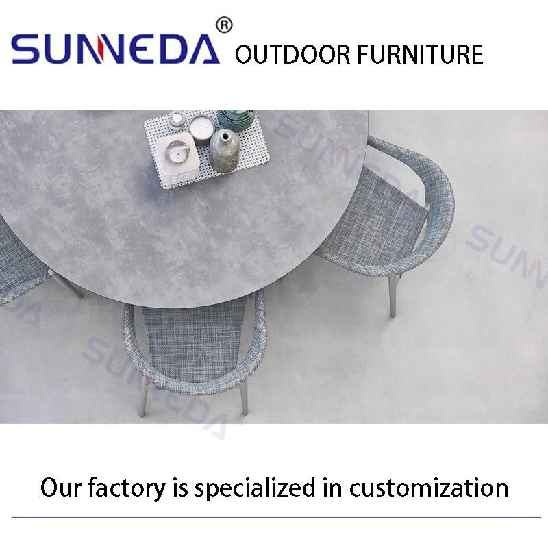 Outdoor Stackable Leisure Handrail Wrapped with Teslin Mesh Chair Set