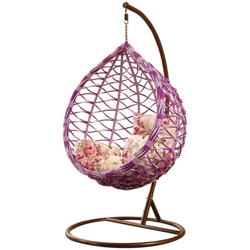 Outdoor Home Garden Hanging Wicker Rattan Metal Leisure Swing Chair