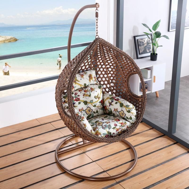 Best Design Headrest Outdoor Garden Wicker Ratten Hanging Swing Chair