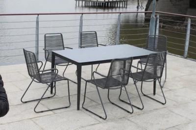 Customized Black Patio Set Square Outdoor Dining Table for 8