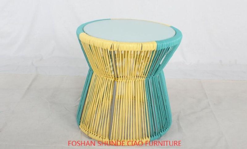 Leisure Aluminum Frame Colorful Rattan Weaving Small Table Outdoor Furniture