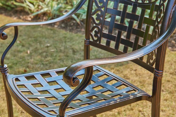 4 Seaters Outdoor Garden Patio Furniture Luxury Conversation Set Cast Aluminum with Round Table