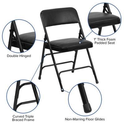National Public Seating Premium Vinyl Upholstered Double Hinge Folding Chair