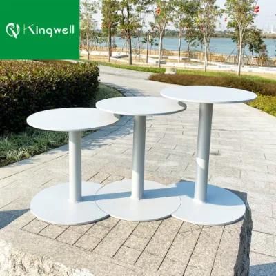 Outdoor Linkable Aluminum White Round Side Table for Coffee Use