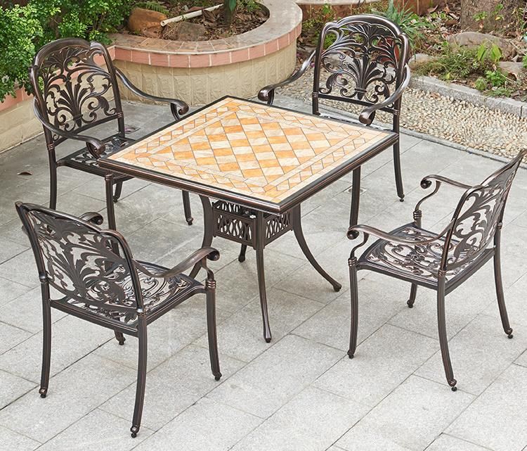 Garden Tea Set Aluminum Cast Garden Furniture for Dining Restaurant