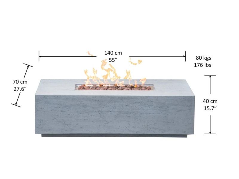Rectangle LPG Cast Concrete for Patio Deck Natural Gas Conversion Kit Fire Pits Tables
