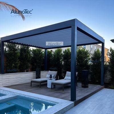 AlunoTec DIY Pavilion Aluminium Waterproof 3x3 Gazebo Tent Folding Modern Bioclimatic Aluminum Louvered Pergolas