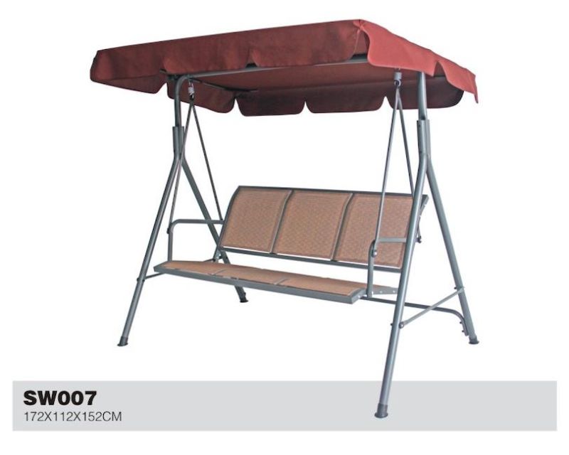 Three Person Straight Tube with Ruffled Textilene Swing Chair