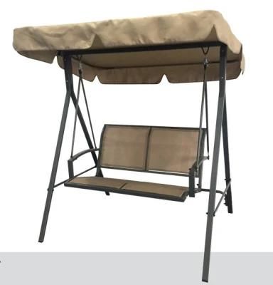 Double Seat Textilene Swing Chair with Polyester Canopy