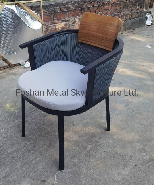 Outdoor Teak Aluminum Wooden Garden Hotel Patio Rope Rattan Chair