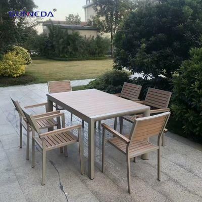 Garden Dining Set with Kd Structure and Plastic Wood Table Top