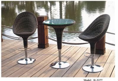 Super Deal 3in1 Outdoor Rattan Wicker Bar Table + 2 Hydraulic Pub Barstool All in One, Rattan Style Adjustable Height Patio Party Deck Pool Use,