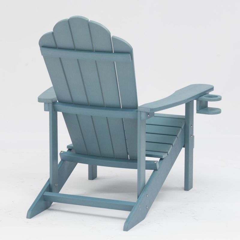 High Quality Plastic Wood Sun Lounger Outdoor Leisure Lounger Unique Beach Adirondack Chair with Cup Holder