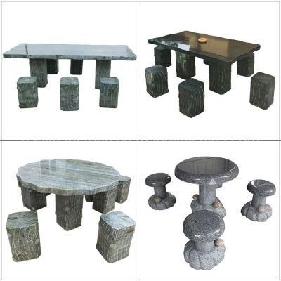 Green Granite Stone Outdoor Park Bench and Table