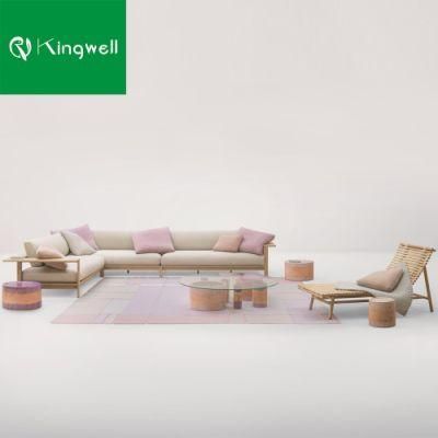 Comfortable Leisure Design Patio Furniture Outdoor Wooden Arm Sofa Set with Teak Wood Coffee Table