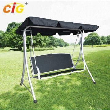 3 Seat Metal Frame Outdoor Patio Garden Swing Chair with Canopy Stand Alone