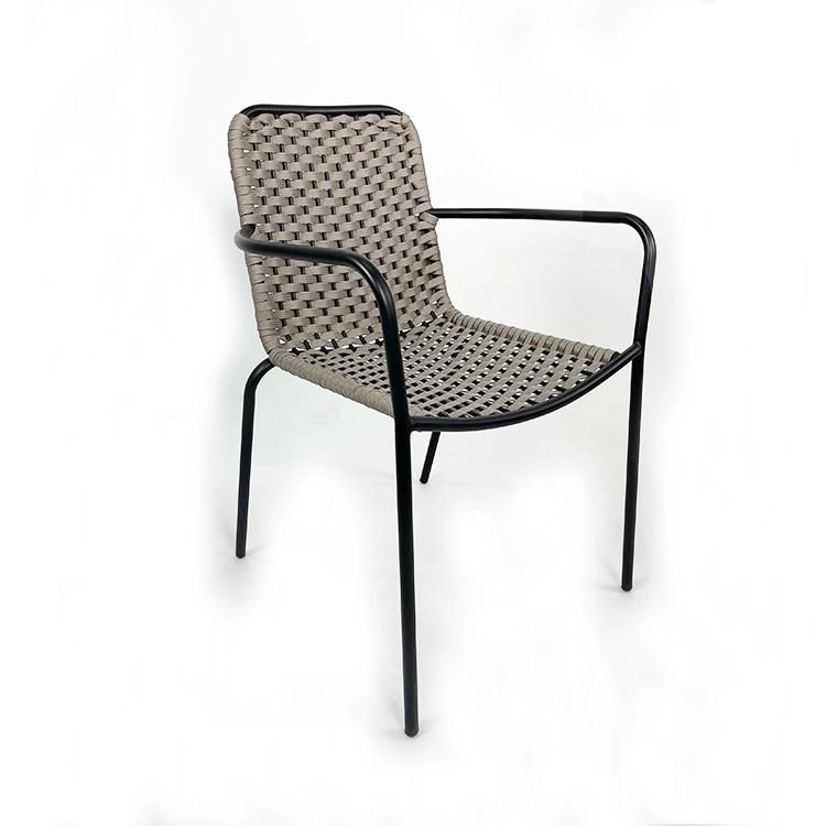 Waterproof Drak Brown Rope Dining Chair for Restaurnt Outdoor Use
