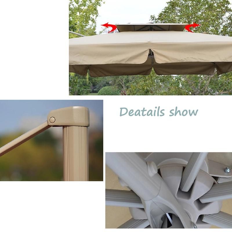 Outdoor UV Roman Umbrellea Waterproof Material Furniture 3*3m Handing Umbrella with LED Light Parasol
