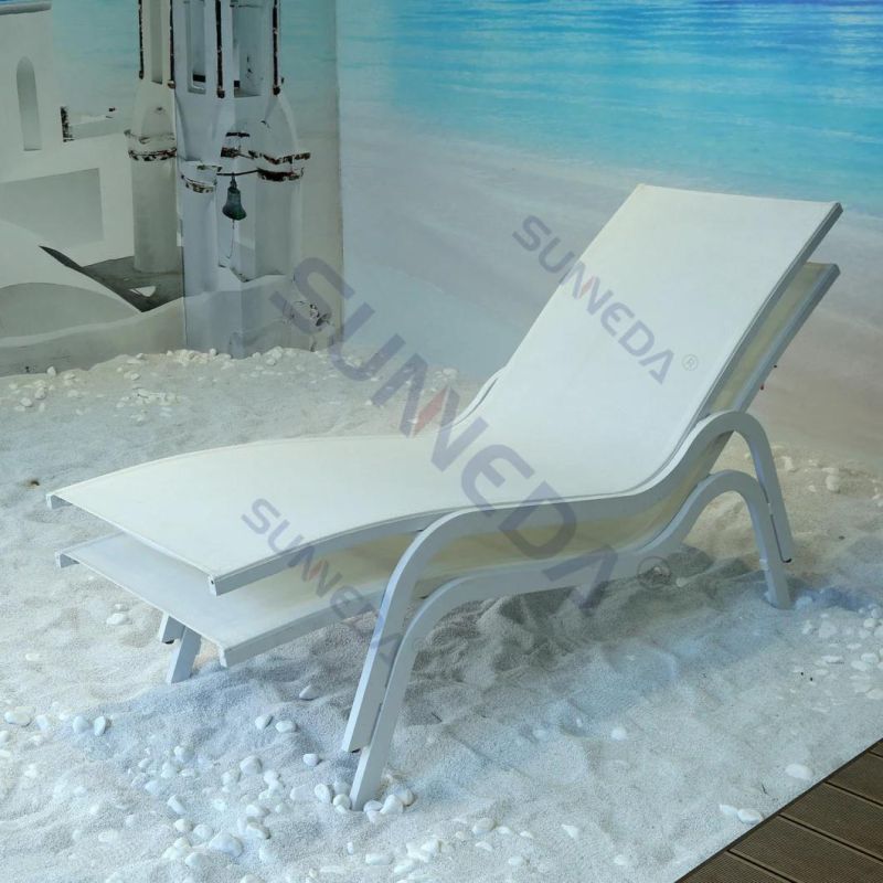 Beach Leisure Textilene Aluminum Outdoor Furniture Single Reclining Chair Sun Lounger