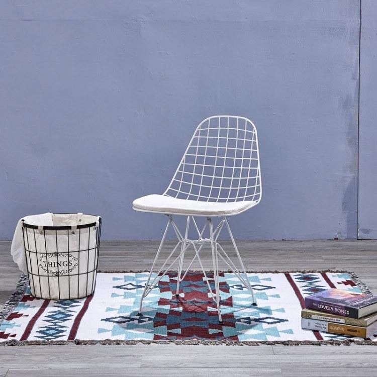 Black Stylish Modern Dining Stakcable Metal Wire Bend Side Chair Outdoor Garden Lounge Metal Wire Chair