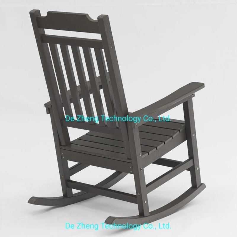 Modern Simple Waterproof Commercial Hotel Garden Resort Polywood Wooden Rocking Chair Outdoor Balcony Plastic Deck Chair for Courtyard and Villa