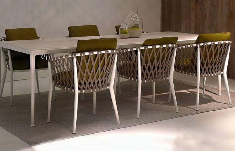 Hot Sale Home Patio Garden Furniture Outdoor Wicker Rattan Chair Aluminum Hotel Outdoor Wooden Dining Table Set