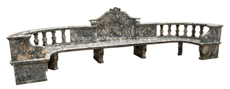 Garden Decoration Outdoor Furniture Stone Marble Carving Park Bench