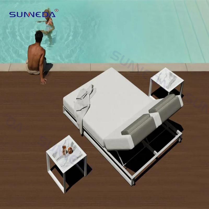 Modern Outdoor Garden Hotel Home Patio Furniture Sun Lounger Aluminium Sunbed Sofabed Daybed Furniture Set