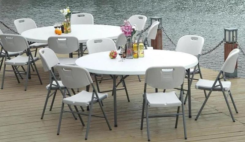 5FT White HDPE Round Plastic Folding Table for Events Party