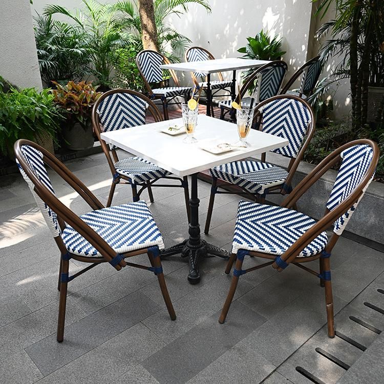 French Bistro Outdoor Garden Patio Furniture Rattan Chair Restaurant Furniture