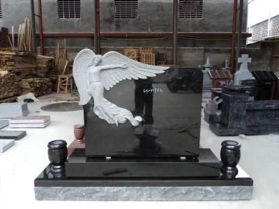 Factory Price Angel Engraving Monuments China Black Granite Tombstone