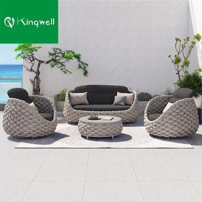 Popular Special Style Garden Furniture Outdoor Round Rope Sofa Set with Coffee Table Used on Patio