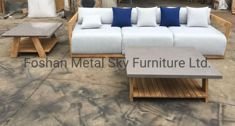 Outdoor Teak Garden Hotel Villa Patio Combination Cushion Wooden Sofa