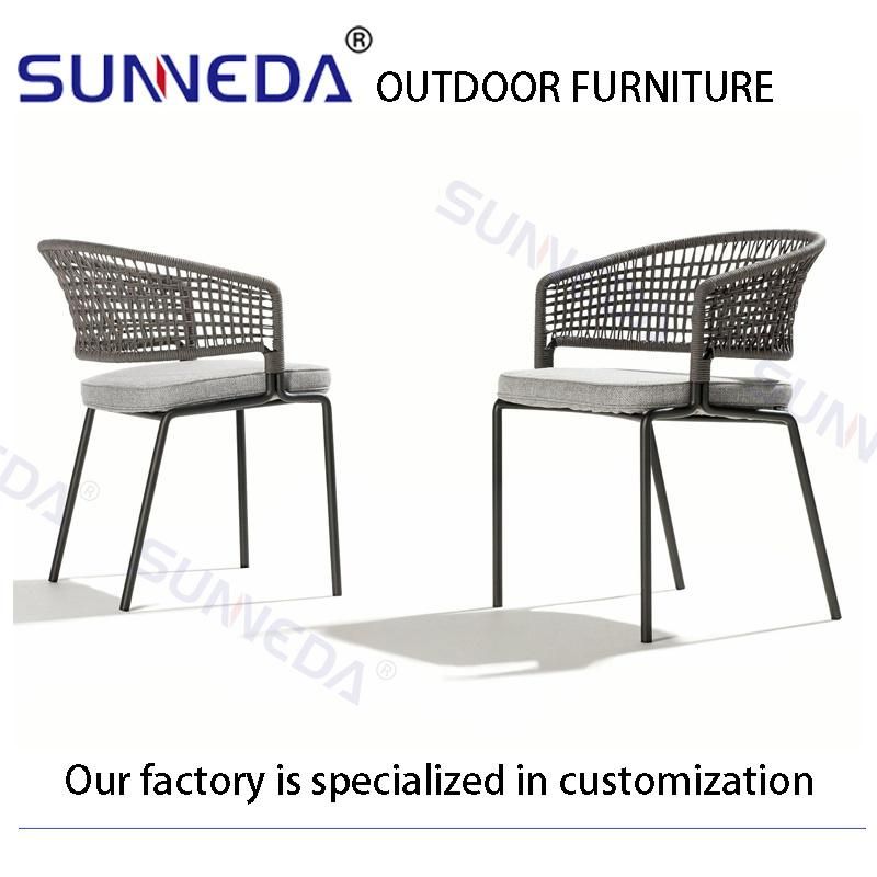 Patio Outdoor Weave Square Lattice Style Aluminum Frame Elegant Chair