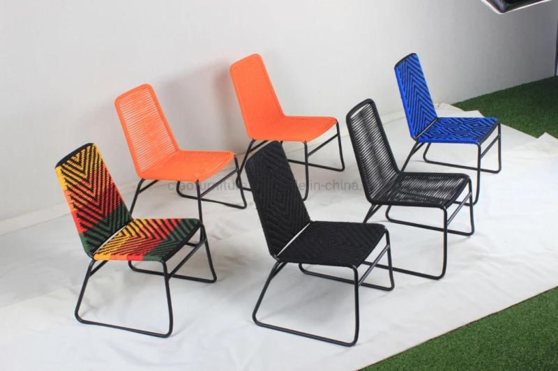 Leisure Patio Garden Colorful Rope Single Armless Chair Outdoor Furniture