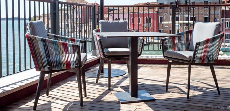 Leisure Mix Woven Webbing Aluminum Coffee Table Chair Set