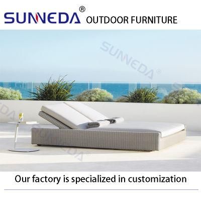 Sunneda Factory Directly Sell Adjustable Durable Weaving PE Rattan Outdoor Lounger