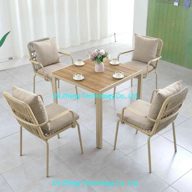 Bistro 5PCS Dining Sets Hotel White Garden Furniture Aluminum 4 Seater Chairs Square Table Outdoor Dining Set