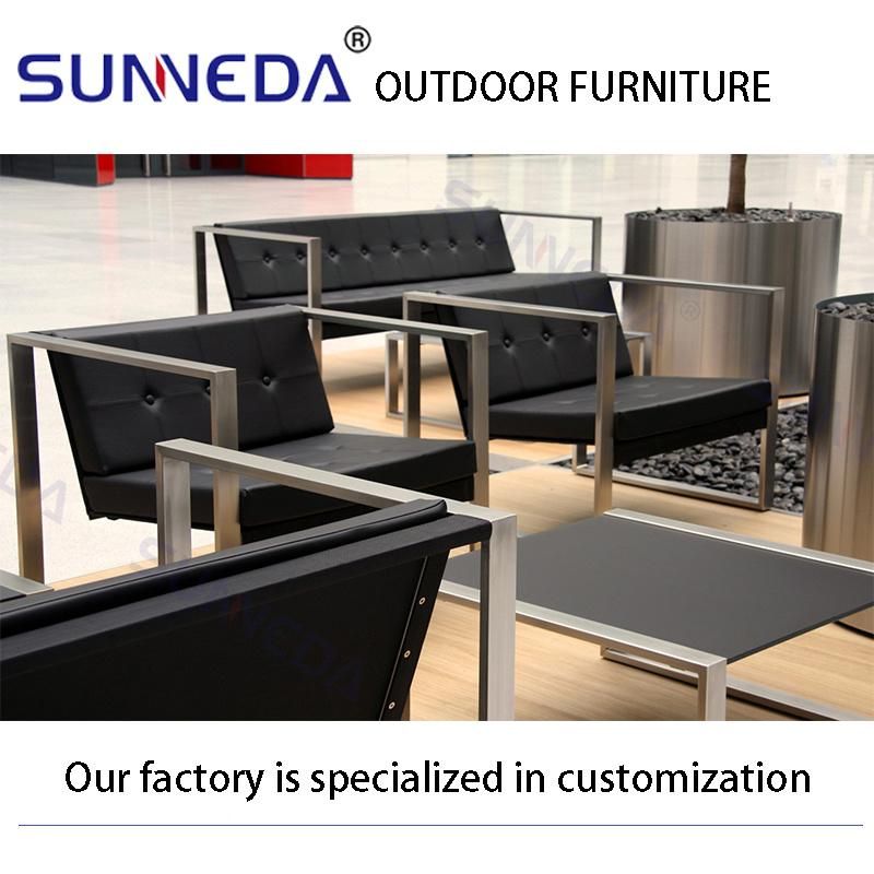 Hot Sale Morden Deluxe Stainness Steel Ss Frame with Textilene Fabric Outdoor Garden Hotel Sofa Furniture