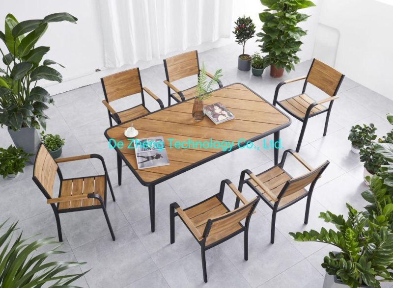 Wholesale Metal Leisure Solid Plastic Wood Picnic Bench Wooden Table Modern Outdoor Garden Furniture