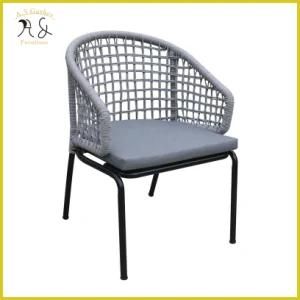 Nordic Style Gardern Aluminium Rope Woven Dining Cafe Chair