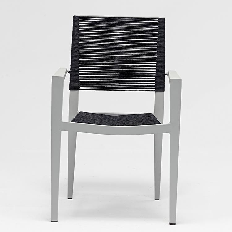 Classical Design Metal Woven Black Rope Weaving Chair for Garden