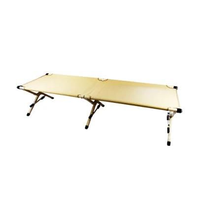 Outdoor Folding Bed Wood Coating Steel Metal Portable Folding Bed