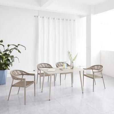 New Design Patio Chair Leisure Courtyard Rope Weave Chair Good Quality UV-Resistant Aluminum Garden Chair