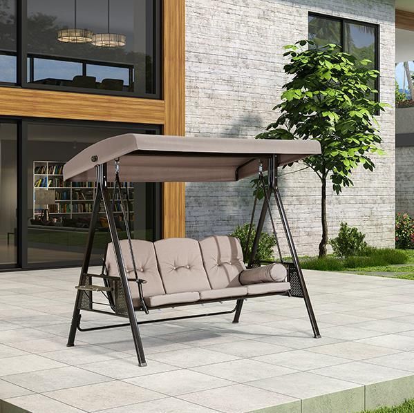 Outdoor Swing Bench W/Canopy Convertible Lawn Garden Poolside Porch Swing Furniture Hanging Seat Seating Anthracite Steel, Luxury Tent Swing with Gauze
