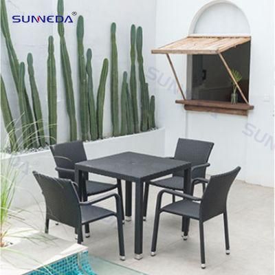 Commercial Garden Table Set with Aluminum Frame, Fully PE Rattan Finish